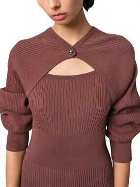 NWT APPARIS Banks Bolero in Clay - Brown Ribbed Knit Cropped Cardigan - Size M